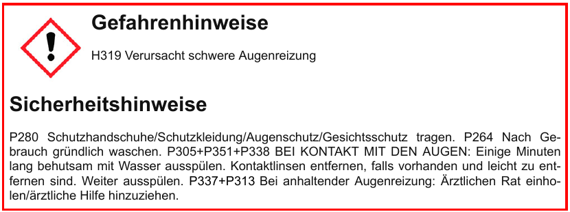 Warnhinweis-Dezcal Descaler