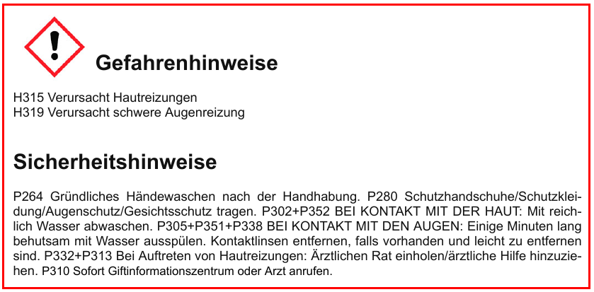 Warnhinweis-Urnex - Rinza Milchreiniger