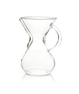 Abbildung einer 6 Tassen Chemex-Glass-Kaffee-Karaffe mit Henkel.
